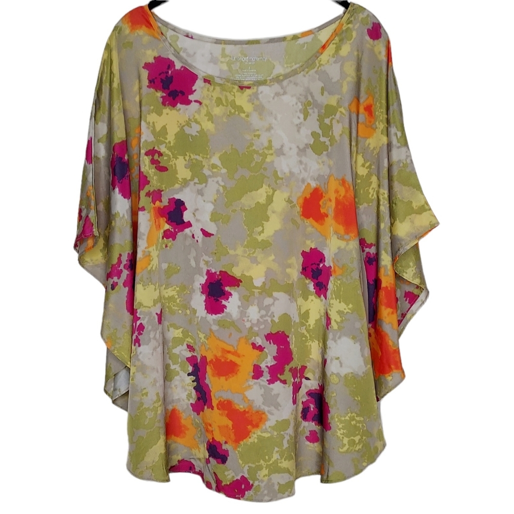 Liz Lange Maternity Women S Belted Floral  Boho Angelcore Fairy Kimono Top